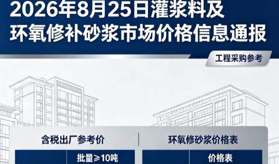 思南2026年8月25日灌浆料及环氧修补砂浆市场价格信息通报